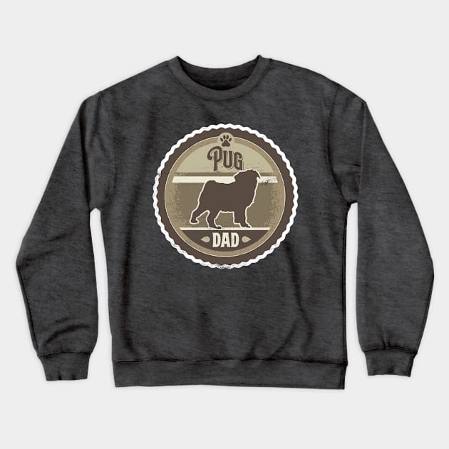 Pug Dad - Distressed Pug Silhouette Design Crewneck Sweatshirt by DoggyStyles